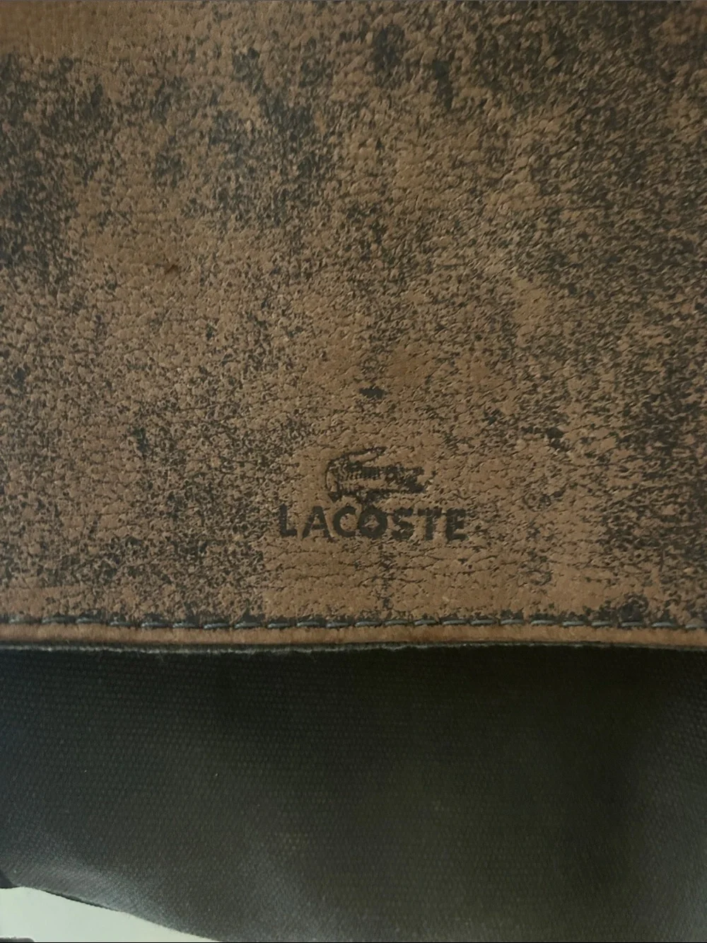 Rare Vintage Lacoste distressed cowhide & canvas men’s Messenger Bag